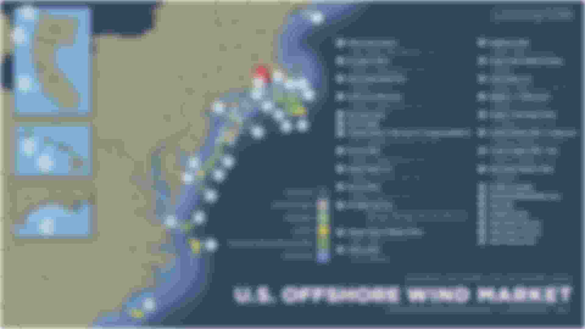 Map showing offshore wind projects located near Rhode Island